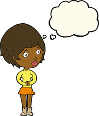 cartoon concerned woman with thought bubble