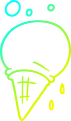 cold gradient line drawing cartoon ice cream