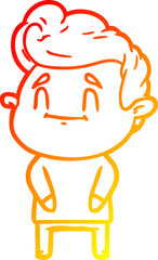 warm gradient line drawing happy cartoon man