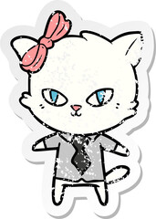 distressed sticker of a cute cartoon cat boss