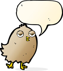 funny cartoon bird with speech bubble