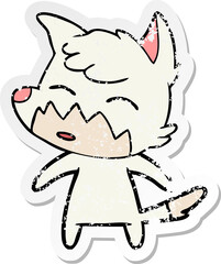 Obraz premium distressed sticker of a cartoon fox