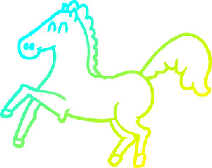 cold gradient line drawing cartoon horse rearing up
