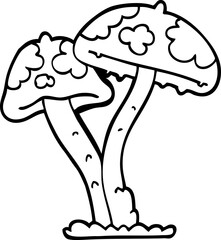 line drawing cartoon mushroom