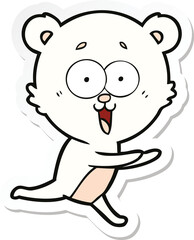 Obraz premium sticker of a laughing teddy bear cartoon
