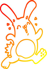 warm gradient line drawing cartoon rabbit