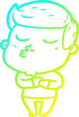 cold gradient line drawing cartoon model guy pouting