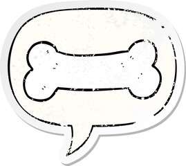 cartoon bone and speech bubble distressed sticker