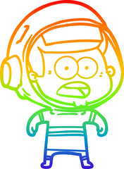 Fototapeta premium rainbow gradient line drawing cartoon surprised astronaut