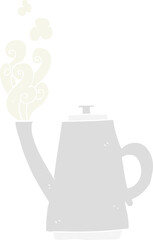 flat color illustration of a cartoon steaming coffee kettle
