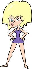 cartoon angry woman in dress