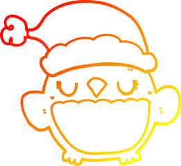 warm gradient line drawing cute christmas owl