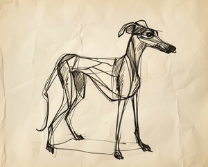 couture greyhound, 1930s, minimalist single line sketch --ar 5:4 