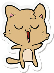 sticker of a cartoon cat singing