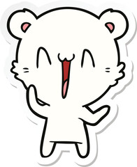 sticker of a laughing polar bear cartoon