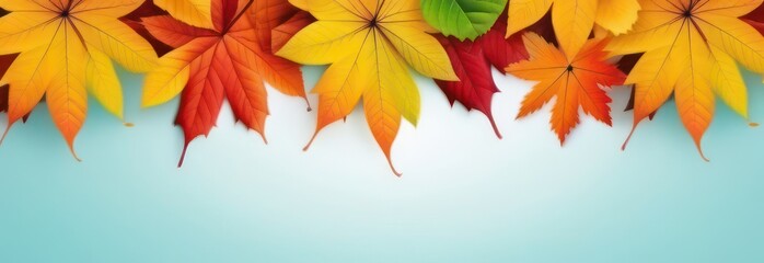 Banner autumn leaves with free space in pastel colors 