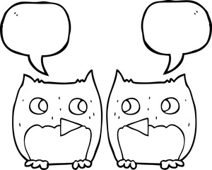 cute speech bubble cartoon owls