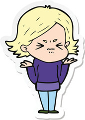 Obraz premium sticker of a cartoon angry woman