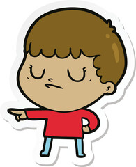 sticker of a cartoon grumpy boy