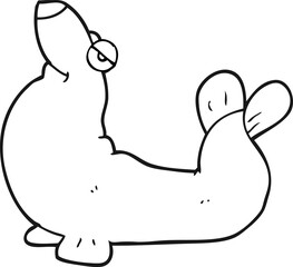 black and white cartoon proud seal