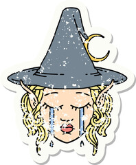 crying elf mage character face grunge sticker