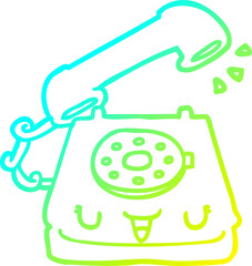 cold gradient line drawing cute cartoon telephone