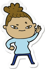 sticker of a cartoon woman