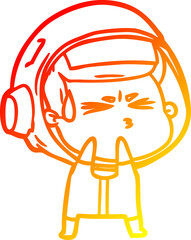 warm gradient line drawing cartoon stressed astronaut