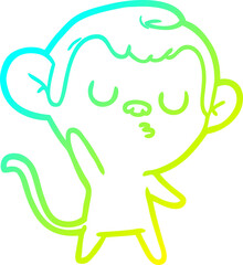 cold gradient line drawing cartoon monkey