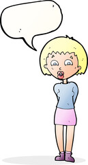 cartoon surprised woman with speech bubble