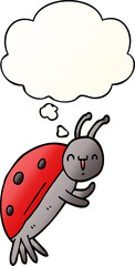 cute cartoon ladybug and thought bubble in smooth gradient style