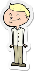 sticker of a cartoon smiling man