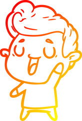 Fototapeta premium warm gradient line drawing happy cartoon man