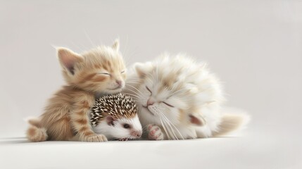 soft paws, tiny spines - a cuddle of kittens and a hedgehog
