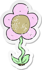 distressed sticker of a cartoon flower