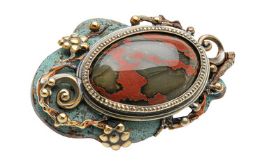 Brooch of Bloodstone isolated on transparent Background