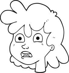 black and white cartoon female face