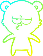 cold gradient line drawing bored bear cartoon