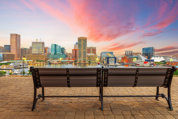Baltimore, Maryland, USA Skyline on the Inner Harbor - obrazy, fototapety, plakaty