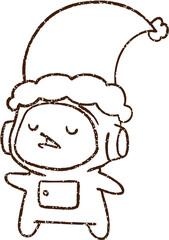 Christmas Astronaut Charcoal Drawing