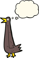funny cartoon bird with thought bubble