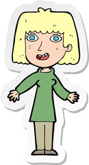 sticker of a cartoon happy woman