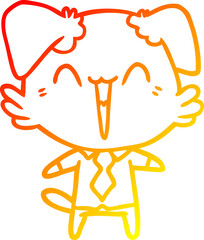 warm gradient line drawing happy office dog cartoon