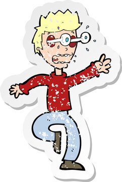 recommend clip art: retro distressed sticker of a cartoon terrified man with eyes popping out
