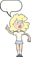 cartoon woman making point with speech bubble