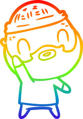 rainbow gradient line drawing cartoon bearded man