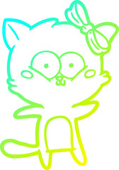 cold gradient line drawing cartoon cat