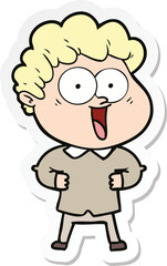 sticker of a cartoon happy man