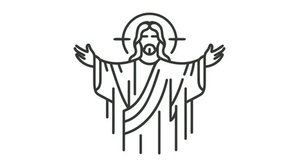 Fototapeta na wymiar Jesus thin line icon, Christianity, Vector illustration on white background