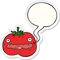 cartoon tomato and speech bubble sticker